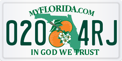 FL license plate 0204RJ