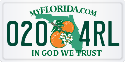 FL license plate 0204RL