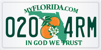 FL license plate 0204RM