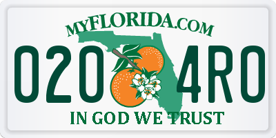 FL license plate 0204RO