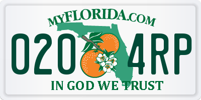 FL license plate 0204RP