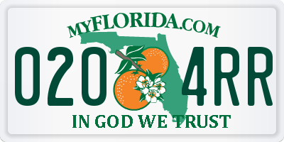 FL license plate 0204RR