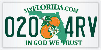 FL license plate 0204RV