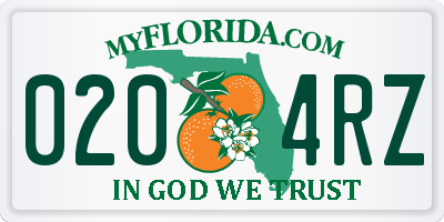 FL license plate 0204RZ