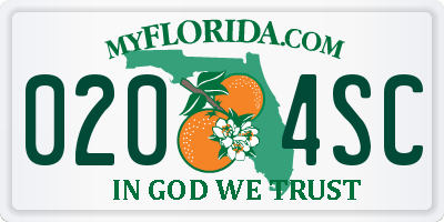 FL license plate 0204SC