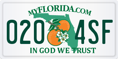 FL license plate 0204SF