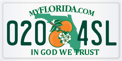 FL license plate 0204SL