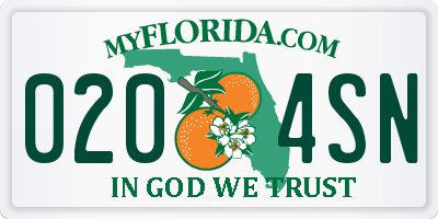 FL license plate 0204SN