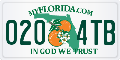 FL license plate 0204TB