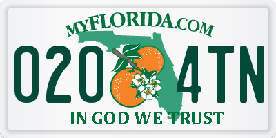 FL license plate 0204TN