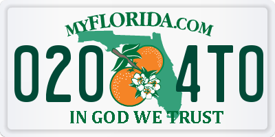 FL license plate 0204TO