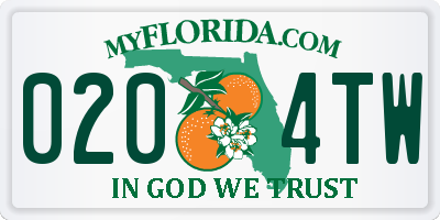 FL license plate 0204TW