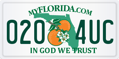 FL license plate 0204UC