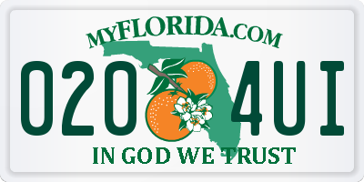 FL license plate 0204UI