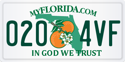 FL license plate 0204VF