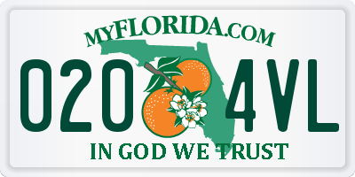 FL license plate 0204VL