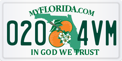 FL license plate 0204VM
