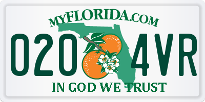 FL license plate 0204VR