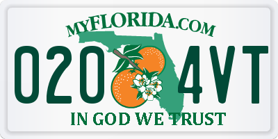 FL license plate 0204VT