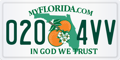 FL license plate 0204VV