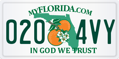 FL license plate 0204VY