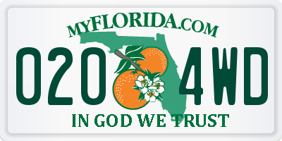 FL license plate 0204WD