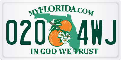 FL license plate 0204WJ