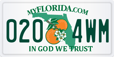 FL license plate 0204WM