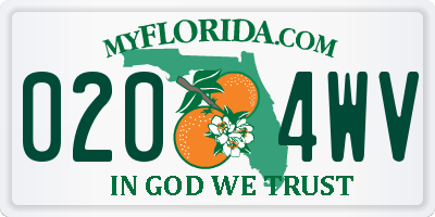 FL license plate 0204WV