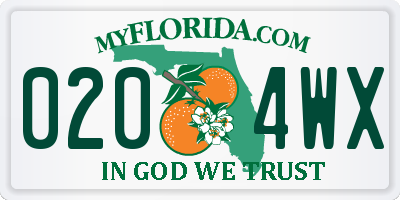 FL license plate 0204WX