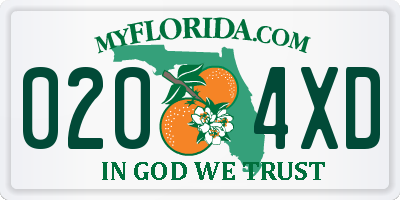 FL license plate 0204XD