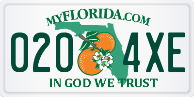FL license plate 0204XE