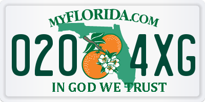 FL license plate 0204XG