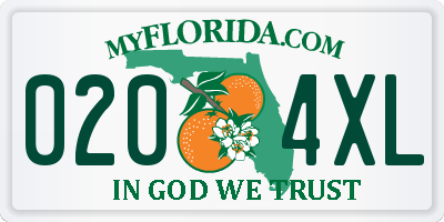 FL license plate 0204XL