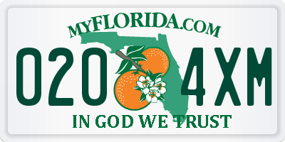 FL license plate 0204XM