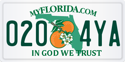 FL license plate 0204YA