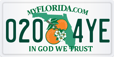 FL license plate 0204YE
