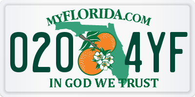 FL license plate 0204YF