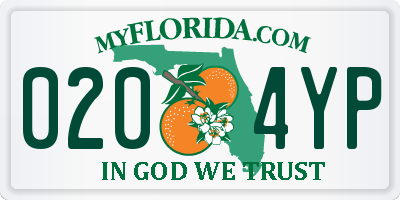 FL license plate 0204YP