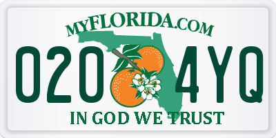 FL license plate 0204YQ