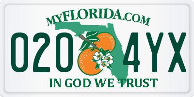 FL license plate 0204YX