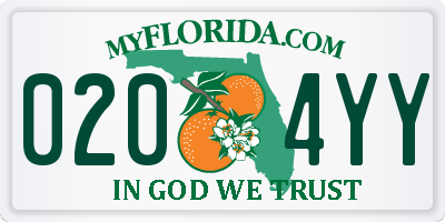 FL license plate 0204YY