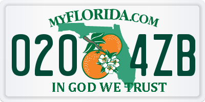 FL license plate 0204ZB