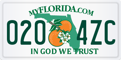 FL license plate 0204ZC