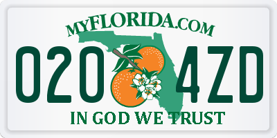 FL license plate 0204ZD