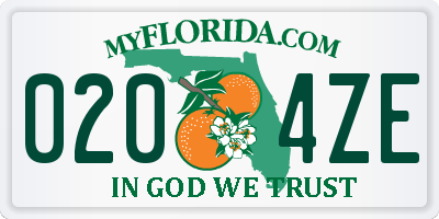 FL license plate 0204ZE