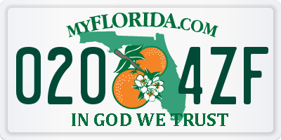 FL license plate 0204ZF
