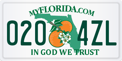 FL license plate 0204ZL