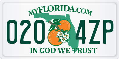FL license plate 0204ZP