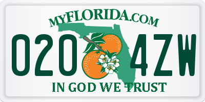 FL license plate 0204ZW